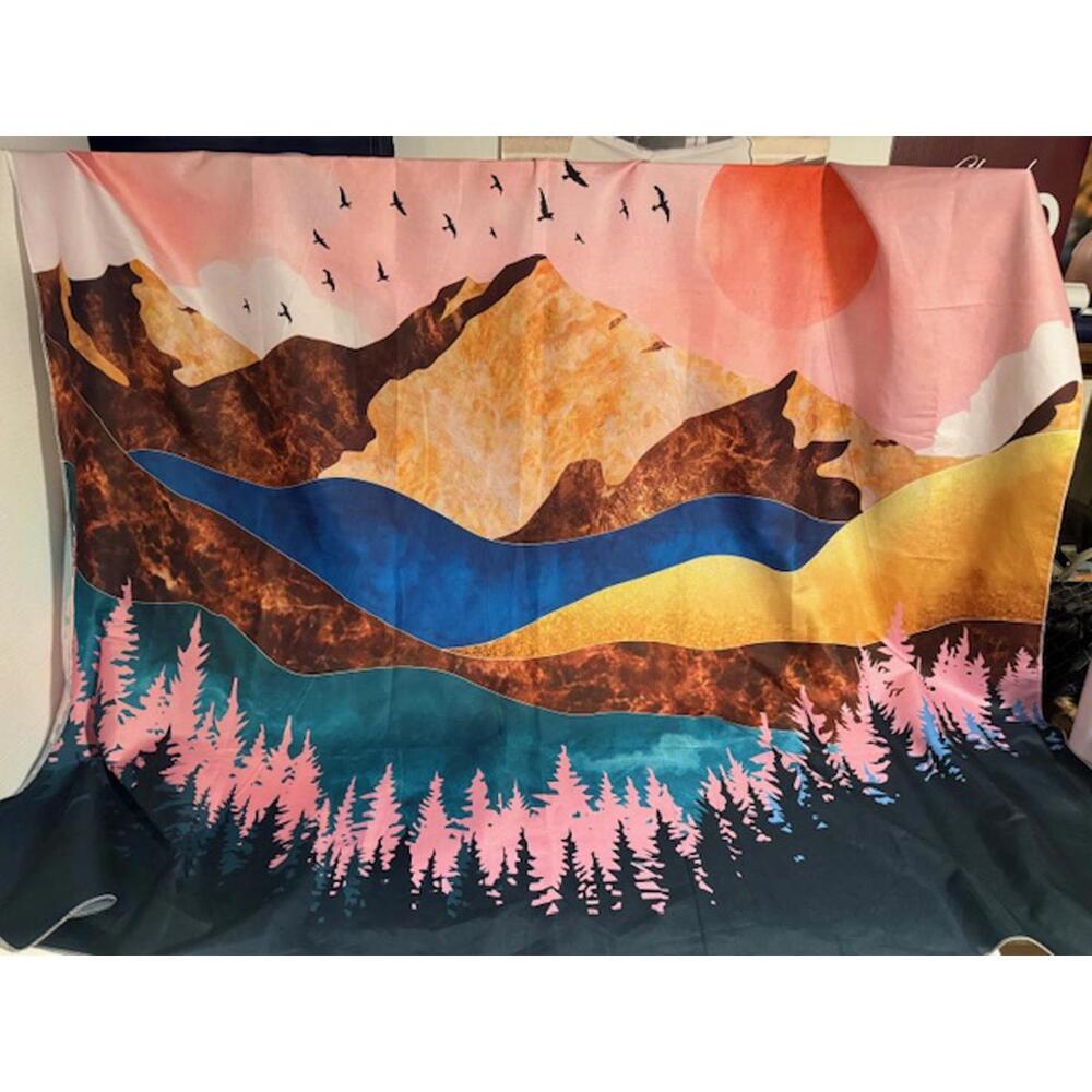 MOUNTAIN SCENE WALL TAPESTRY 49" X 59" GORGEOUS ADDITION TO ANY ROOM